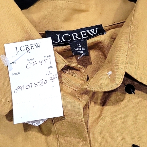 J Crew Sequin-embellished button-up shirt CF451 Size 12 Brown Black - Picture 8 of 11